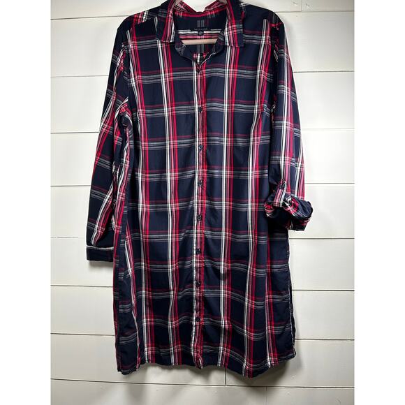 Tommy Hilfiger Plaid Button Up Shirt Dress Women's Size XXL - Picture 2 of 8